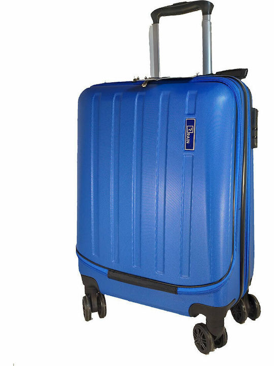 Rain Cabin Hard Blue Travel Suitcase with 4 Wheels Height 55cm
