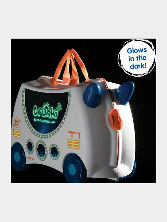 Trunki Skye Spaceship Детска Куфара За Пътуване Кабинен Твърд Бяла С 4 Колела Височина 31см