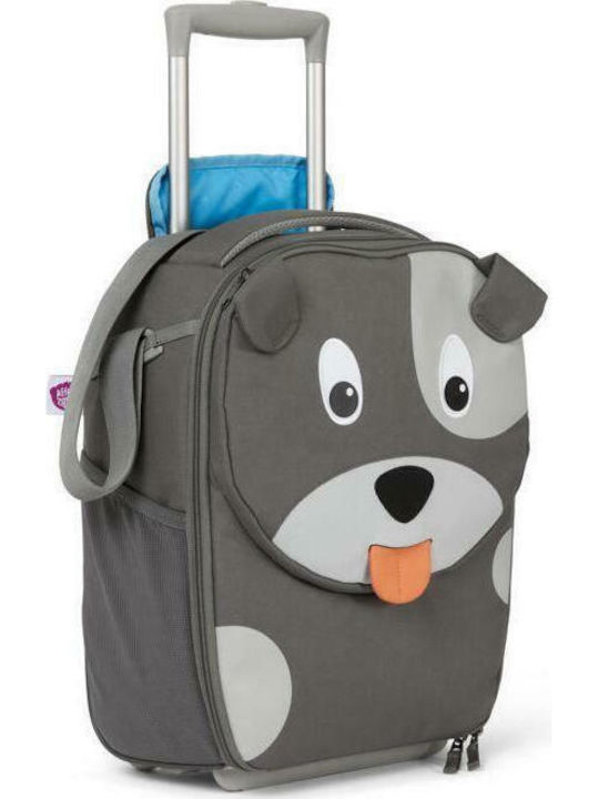 Affenzahn Dog Kinder Stoff Koffer Kabine Grau mit 2 Räder Höhe 31cm