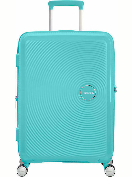 American Tourister Soundbox Spinner Expandable Medium Hard Turquoise Suitcase with 4 Wheels Height 67cm