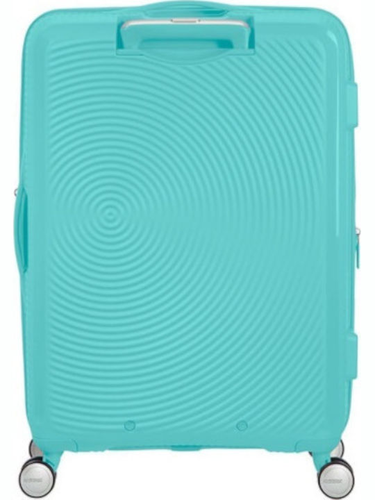 American Tourister Soundbox Spinner Expandable Medium Hard Turquoise Suitcase with 4 Wheels Height 67cm