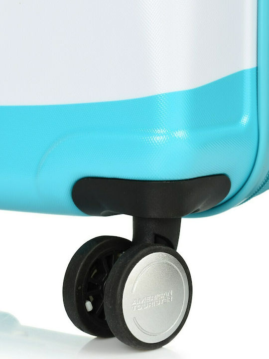 American Tourister Wavebreaker Disney Kids Cabin Hard Light Blue Suitcase With 4 Wheels Height 55cm