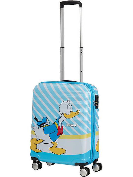American Tourister Wavebreaker Disney Kids Cabin Hard Suitcase Light Blue with 4 Wheels Height 55cm