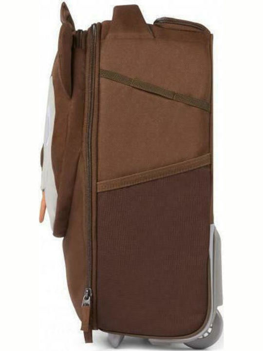 Affenzahn Monkey Valiză De Călătorie Pentru Copii De Cabină Din Material Textil Maro Cu 2 Roți Înălțime 40 Cm