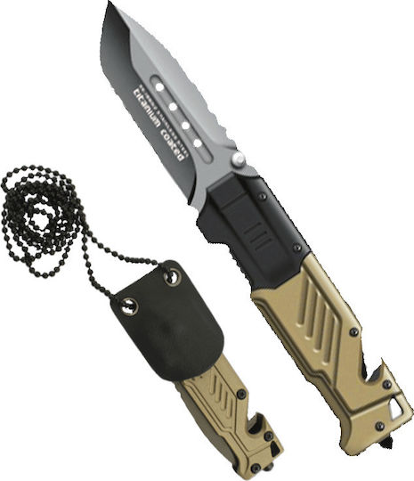 K25 Pocket Knife Beige with Blade made of Stainless Steel in Sheath