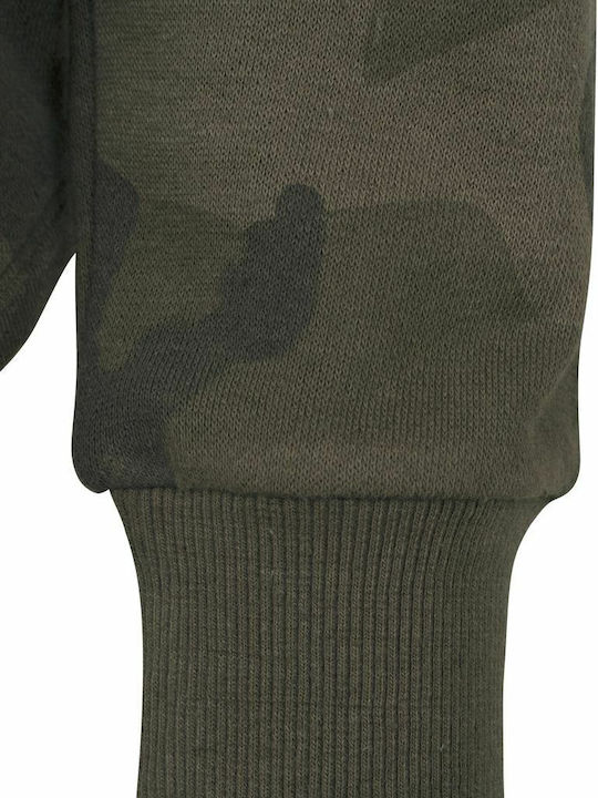 Long Women's Sweatshirt Hooded Olive Camo