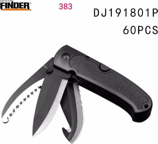 Finder 383 Lock Blade Σουγιάς με Μηχανισμό Κλειδώματος Μαύρος σε Θήκη