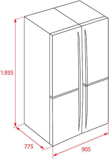 Teka Ψυγείο Ντουλάπα 534lt NoFrost Υ193.5xΠ90.5xΒ77.5εκ. Inox Rf 77920