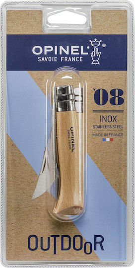Opinel Νο.08 Σουγιάς με Μηχανισμό Κλειδώματος Καφέ