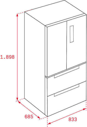 Teka Side-by-Side Kühlschrank 535Es Total NoFrost H189.8xB83.3xT68.5cm. Black Crystal RFD 77820 GBK