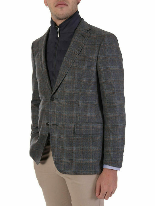 TOM FRANK PLAID JACKET REDA 1865 SEVEN DETACHABLE JACKET GREY