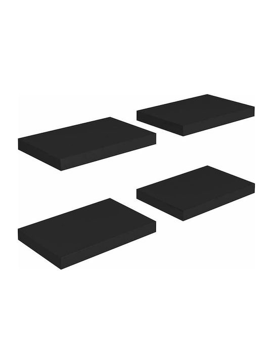 Shelves Wall S/4 Black 4pcs 40x23x3.8cm