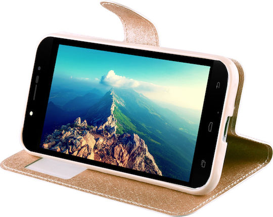 Volte-Tel iPhone Plus 7 5.5" Leather Gold TPU View Book Synthetic Leather Gold (iPhone 8/7 Plus)