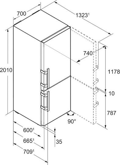 Liebherr Combină frigorifică 411lt NoFrost Î201xL70xA66.5cm. Inox CNef 5745