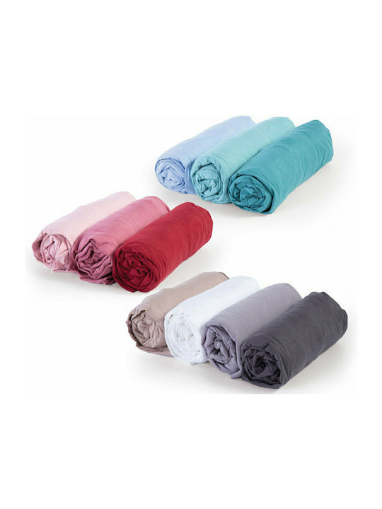 Nef-Nef Homeware Bettlaken für Einzelbett mit Gummiband 100x200+30cm. Jersey 726 Light Gray