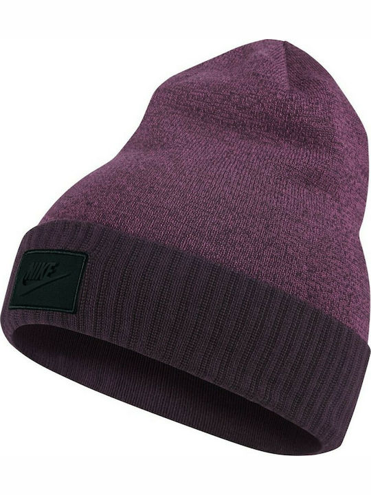 Beanie Γυναικείος Σκούφος με Rib Πλέξη σε Μωβ χρώμα