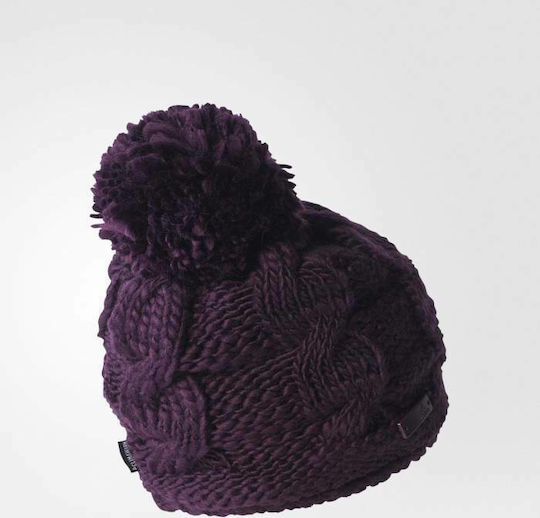 Pom Pom Beanie Frauen Beanie Gestrickt in Lila Farbe