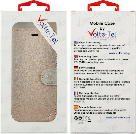 Volte-Tel Leather Gold-TPU Book Piele artificială Auriu (Galaxy A5 2017)