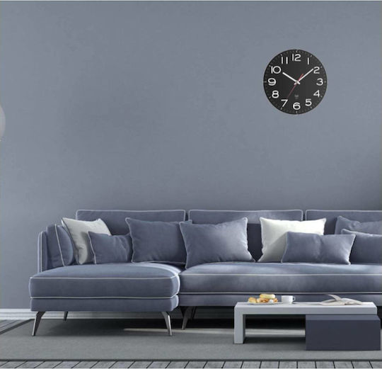 TFA Radio Wall Clock Ρολόι Τοίχου Πλαστικό Μαύρο Ø31cm
