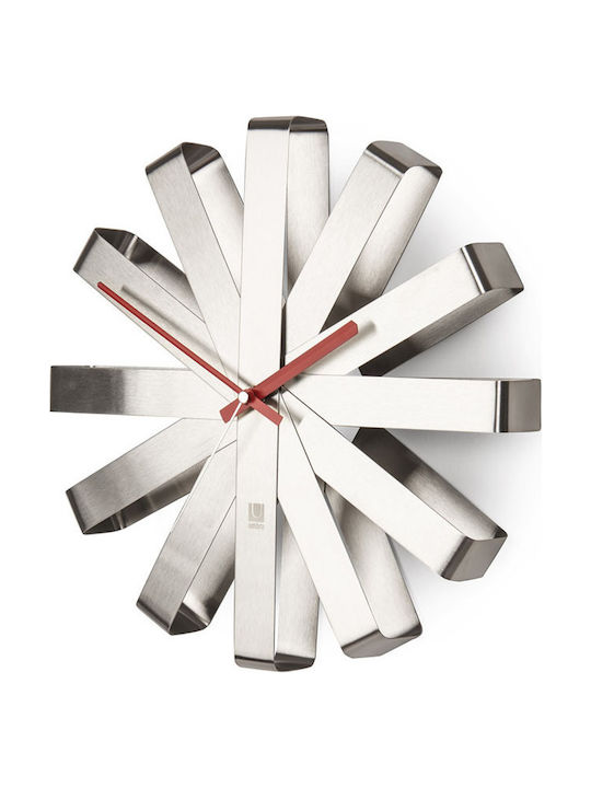 Umbra Ribbon 3D Silent Wall Clock Metallic Silver Ø30cm
