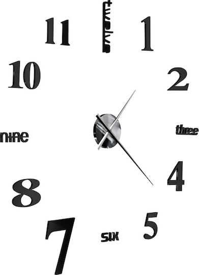 vidaXL 3D Wall Clock Sticker Metallic Black Ø100cm