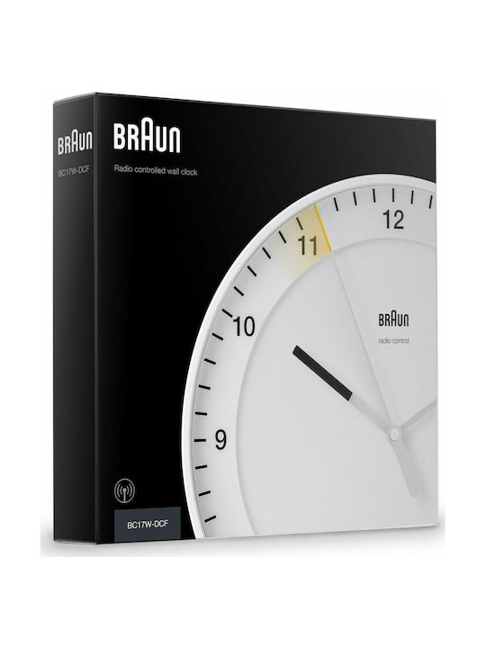 Braun BC 17 W-DCF Часовник На Стена Стъклен Бял Ø17см