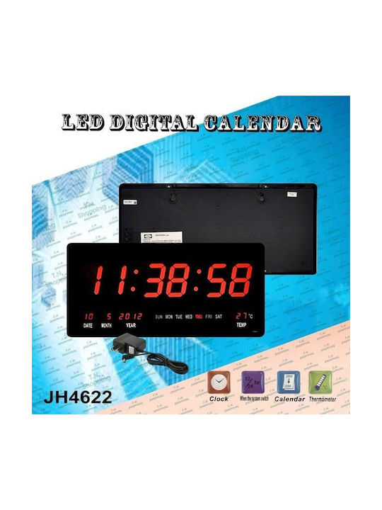 Factory JH-4622 Ρολόι Τοίχου Ψηφιακό Πλαστικό Μαύρο 45x21cm