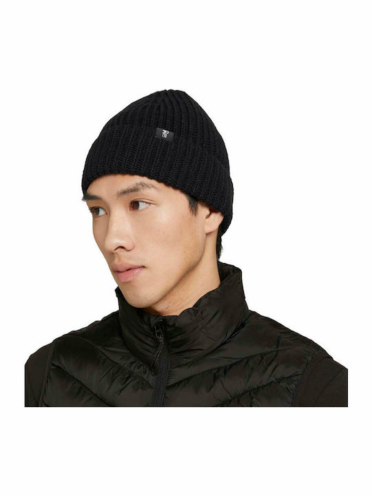 Beanie Ανδρικός Σκούφος με Rib Πλέξη σε Μαύρο χρώμα