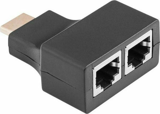 Cabletech Konverter HDMI männlich zu RJ-45 2x weiblich Schwarz 1Stück (DM-0798)