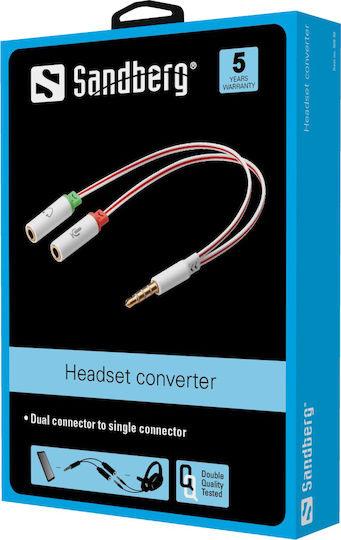 Sandberg Converter 3.5mm male to 3.5mm 2x female White 1pcs 508-59