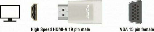 DeLock Μετατροπέας HDMI male σε VGA female Λευκό 1τμχ 65472