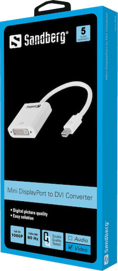 Sandberg 508-46 Convertor Thunderbolt / mini DisplayPort Masculin în DVI-I Feminin Alb 1 Bucată