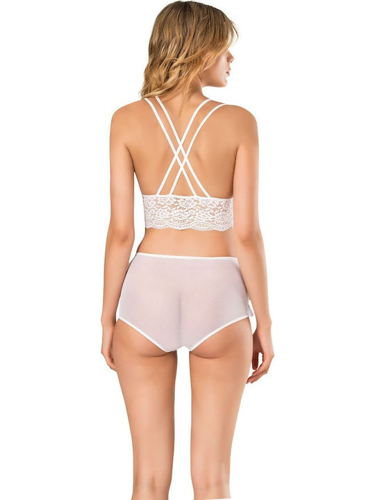 Moongirl Δαντελένιο Σετ Εσωρούχων Bralette με Boxer Λευκό Olivia