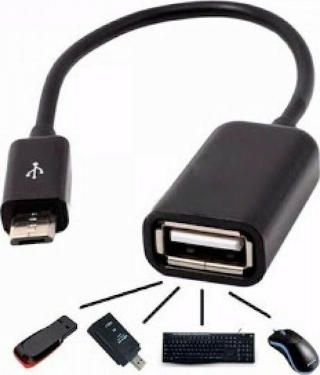 Black Converter micro USB male to USB-A female 1pcs