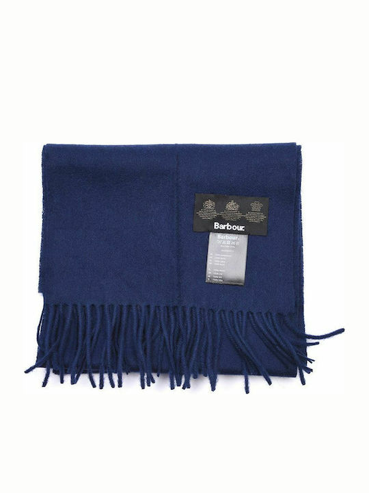 Plain Lambswool Men's Wool Scarf Blue