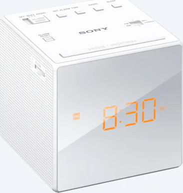 Sony Tischuhr Digital LED Kunststoff mit Wecker & Tischradio Weiß ICF-C1W