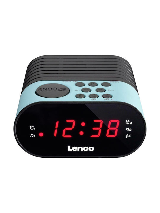Lenco Lenco Digital Tabletop Clock LED Plastic with Alarm Clock & Radio Blue CR-07