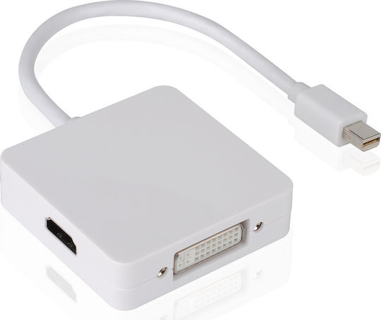 Mini Displayport to DVI Μετατροπέας mini DisplayPort male σε DVI-I / DisplayPort / HDMI female Λευκό 1τμχ
