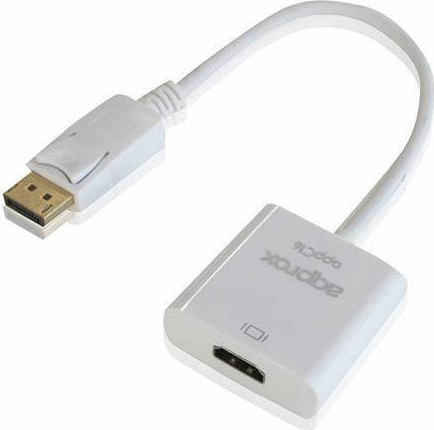 Approx APPC16 Μετατροπέας DisplayPort male σε HDMI female Λευκό 1τμχ