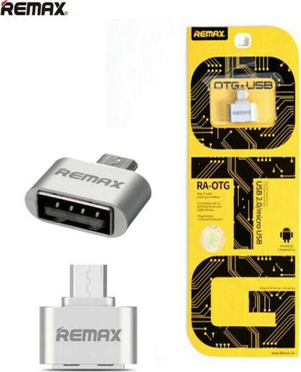 Remax RA-OTG Μετατροπέας micro USB male σε USB-A female Ασημί 1τμχ