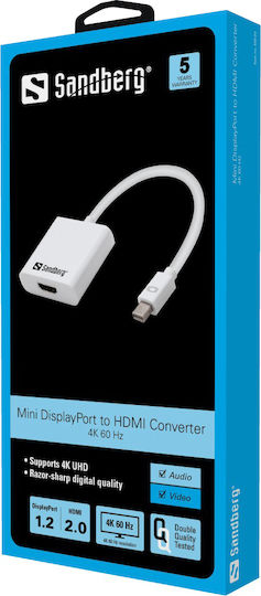 Sandberg Mini-DisplayPort männlich zu HDMI weiblich Weiß 1 Stück 509-03
