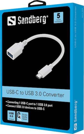 Sandberg USB-C to USB 3.0 Converter Converter USB-C male to USB-A female White 1pcs