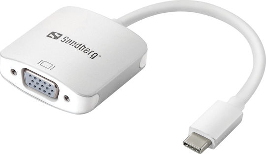 Sandberg USB-C to VGA Link Converter USB-C male to VGA female White 1pcs