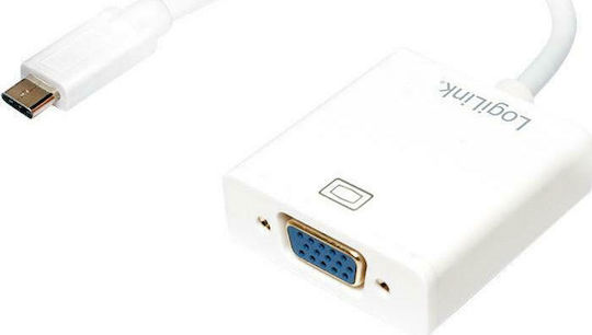 LogiLink Μετατροπέας USB-C male σε VGA female Λευκό 1τμχ UA0237