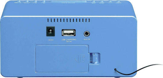 Lenco CR520B Tischuhr Digital LED mit Wecker & Tischradio Blau CR-520