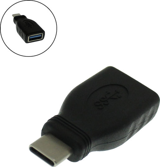 Well Μετατροπέας USB-C male σε USB-A female Black 1τμχ