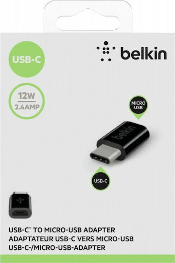 Belkin Μετατροπέας USB-C male σε micro USB female 1τμχ F2CU058btBLK
