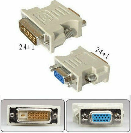 Powertech Konverter DVI-D männlich zu VGA weiblich Weiß 1Stück CAB-G020