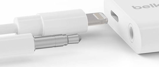 Belkin Μετατροπέας Lightning male σε 3.5mm / Lightning female Λευκό 1τμχ F8J212btWHT