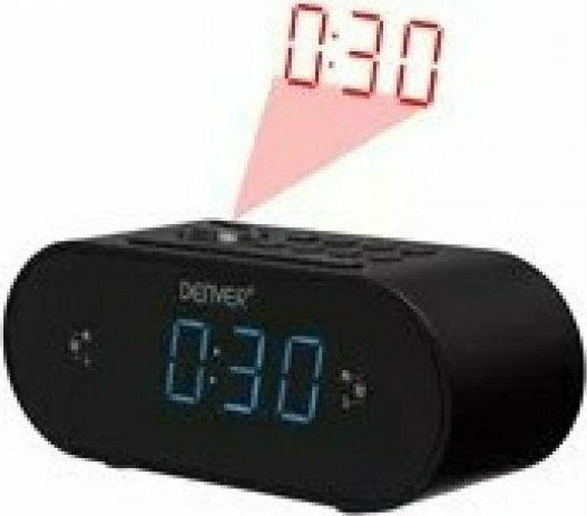 Denver CRP-717 Black Επιτραπέζιο Ψηφιακό Ρολόι LED Πλαστικό με Ξυπνητήρι & Ραδιόφωνο Μαύρο 11113100380